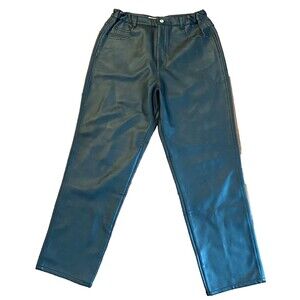 Vtg GENERRA JEANSWEAR Black Leather Touch Pants Women's 14 Biker High Rise Retro